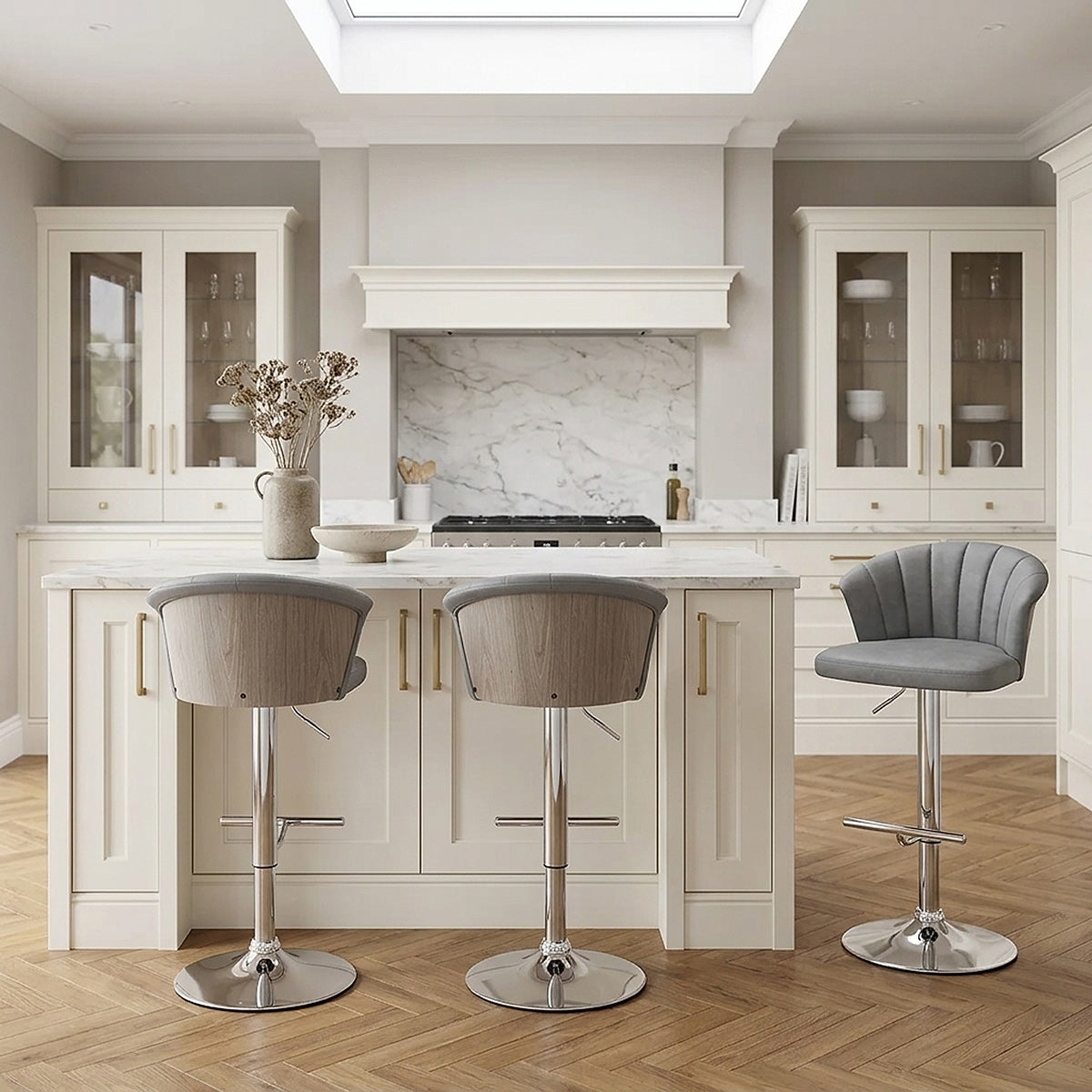 Taburete Polipiel Cromo - Symphony Gris