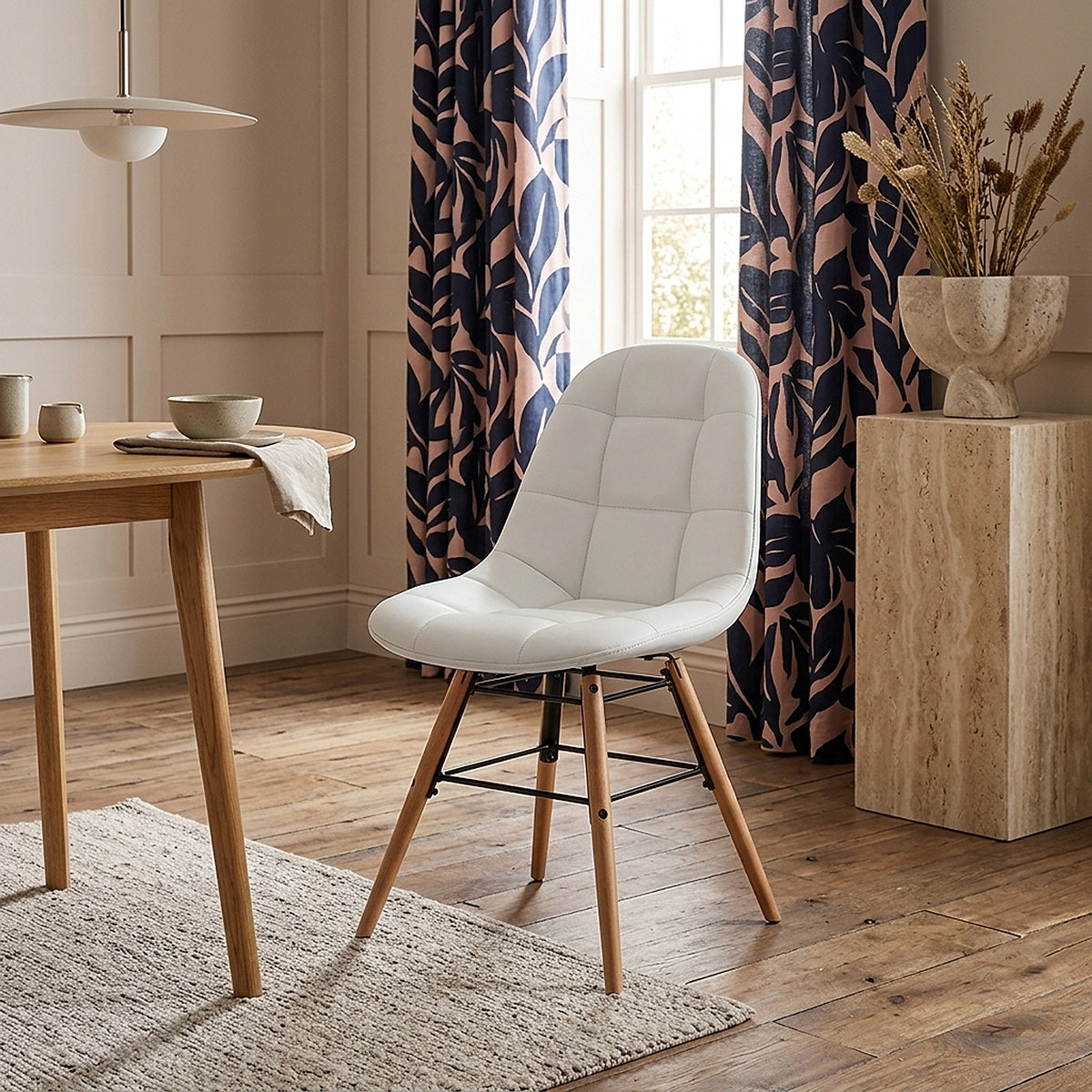 Silla Polipiel Madera - Tate Crema