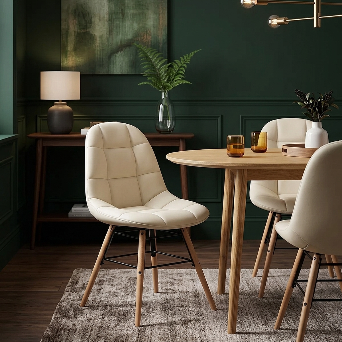 Silla Polipiel Madera - Tate Crema