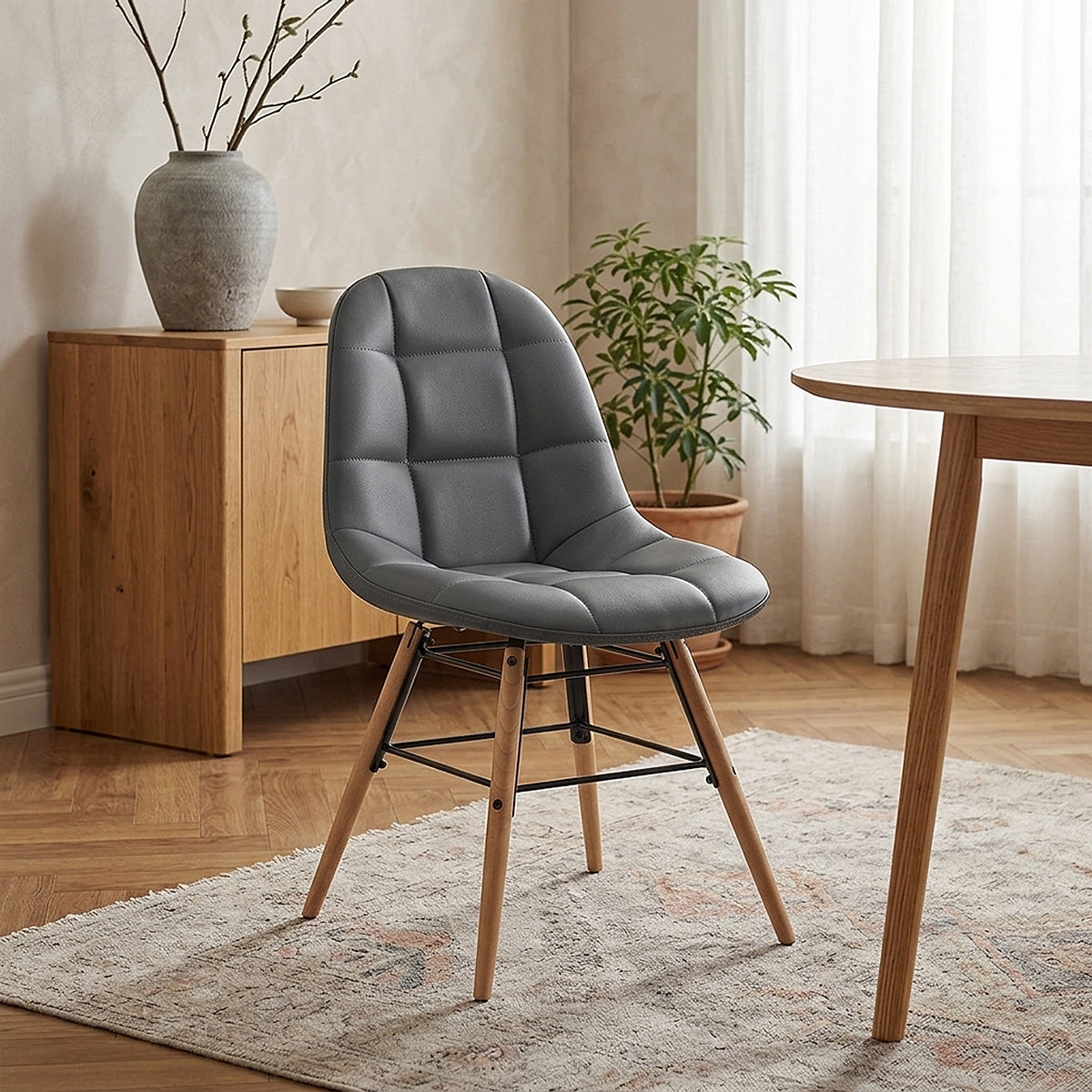 Silla Polipiel Madera - Tate Gris