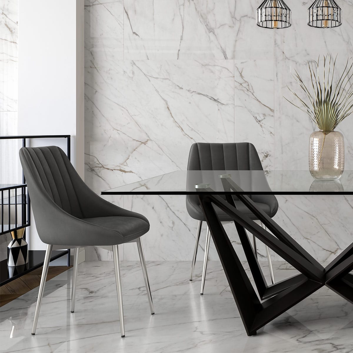 Silla Polipiel Metal - Tempo Gris Oscuro