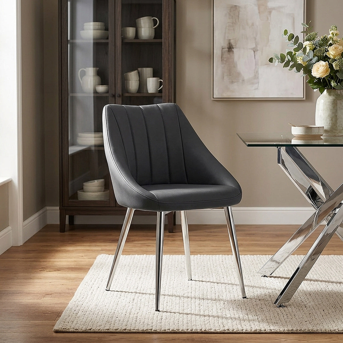 Silla Polipiel Metal - Tempo Gris Oscuro