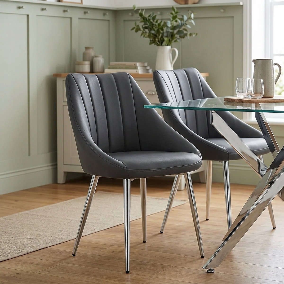 Silla Polipiel Metal - Tempo Gris Oscuro