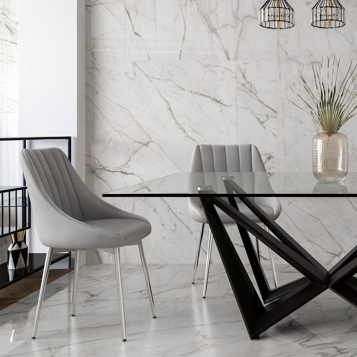 Silla Polipiel Metal - Tempo Gris