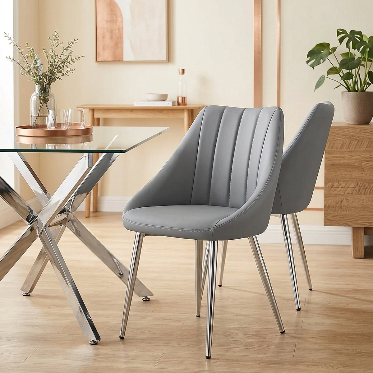 Silla Polipiel Metal - Tempo Gris