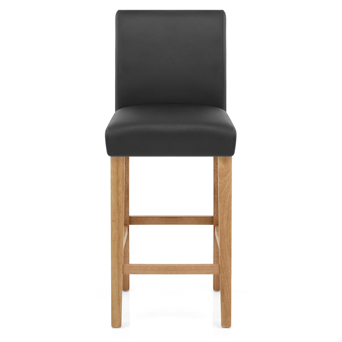 Taburete Cuero Regenerado Madera - Tetbury Negro