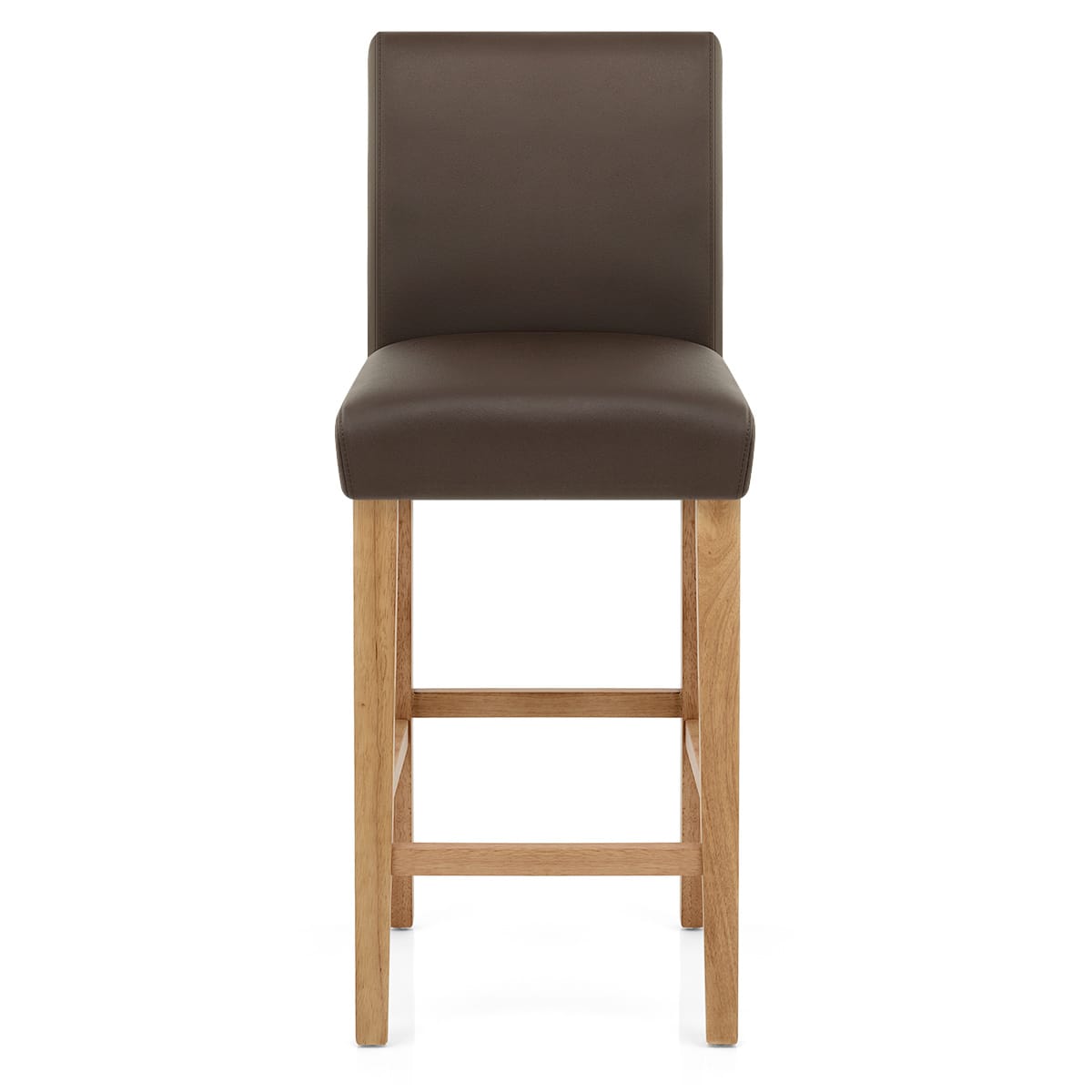 Taburete Cuero Regenerado Madera - Tetbury Marrón