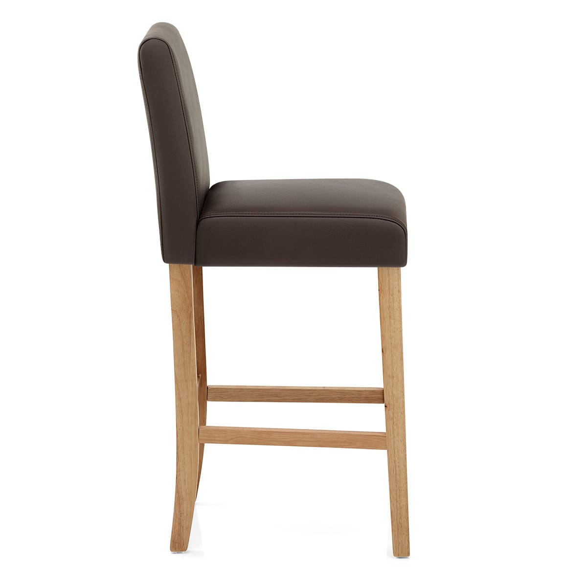 Taburete Cuero Regenerado Madera - Tetbury Marrón