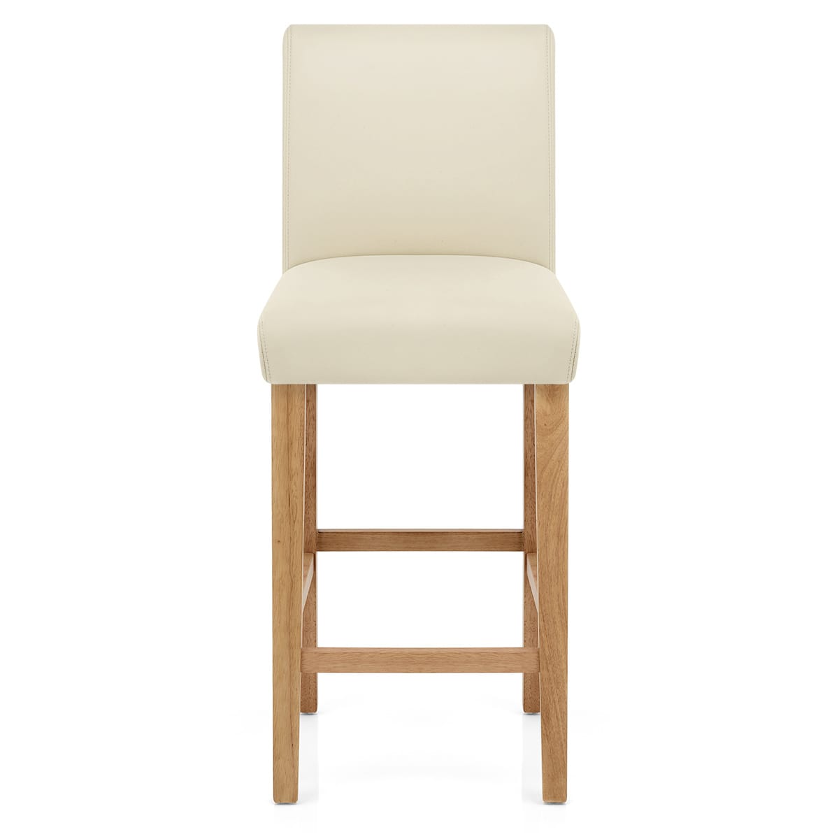 Taburete Cuero Regenerado Madera - Tetbury Crema