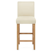 Taburete Cuero Regenerado Madera - Tetbury Crema