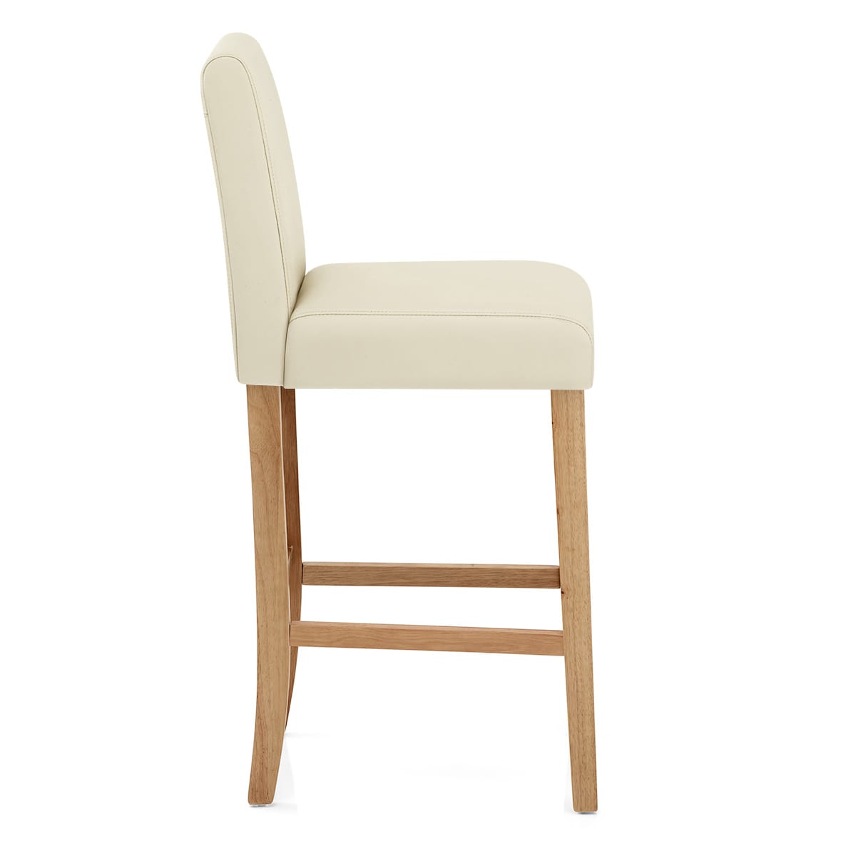 Taburete Cuero Regenerado Madera - Tetbury Crema