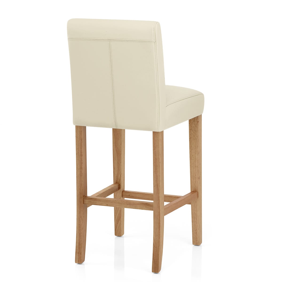 Taburete Cuero Regenerado Madera - Tetbury Crema