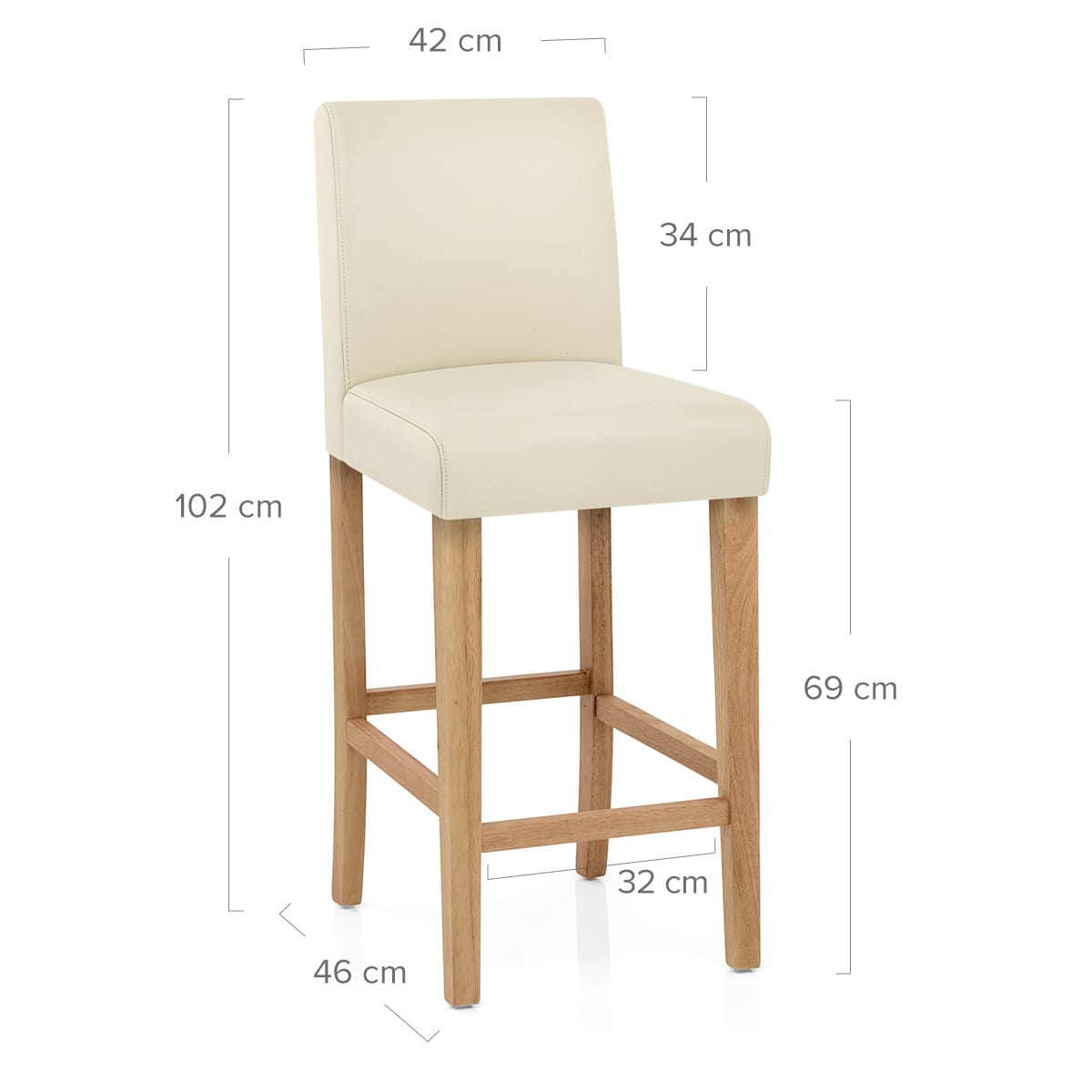 Taburete Cuero Regenerado Madera - Tetbury Crema