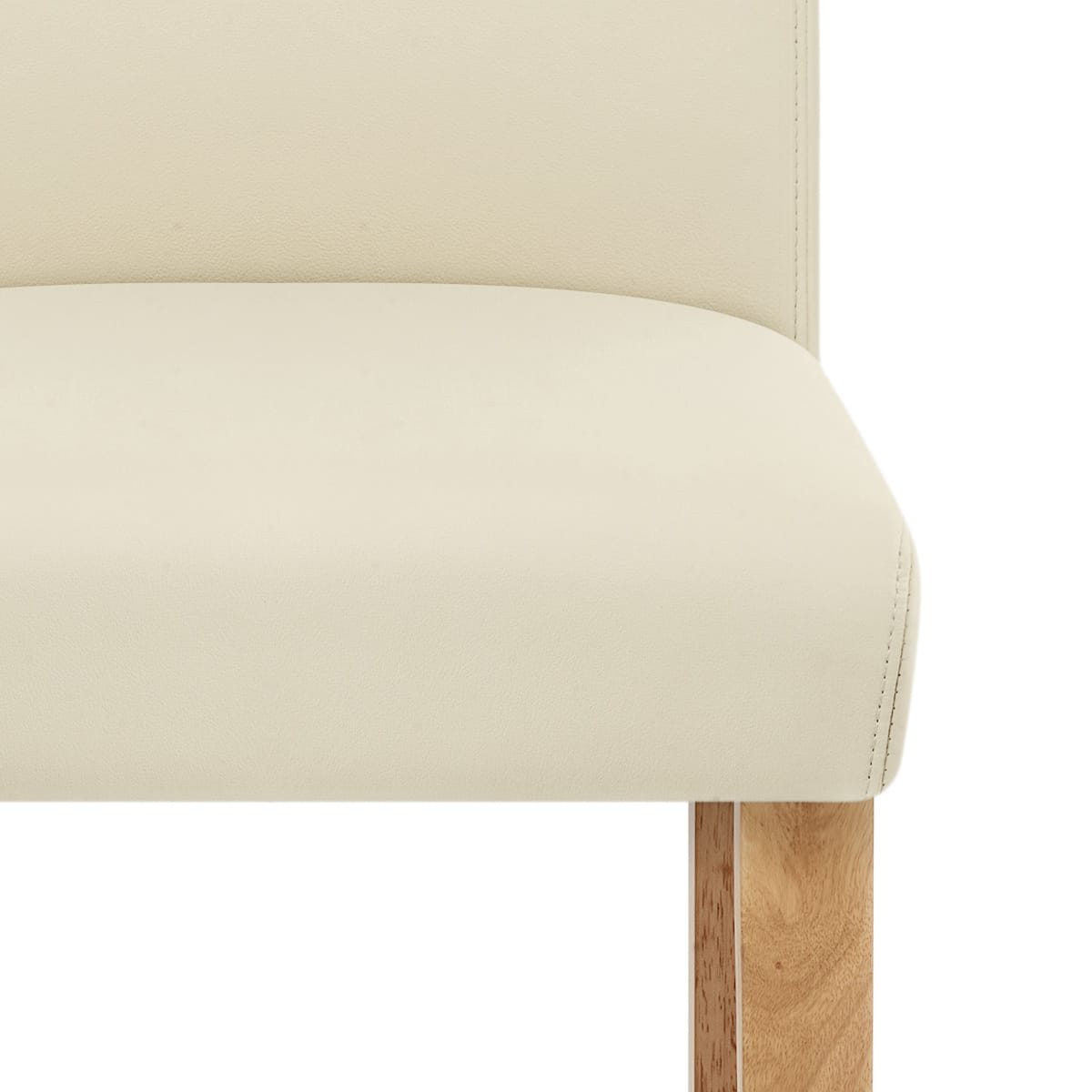 Taburete Cuero Regenerado Madera - Tetbury Crema