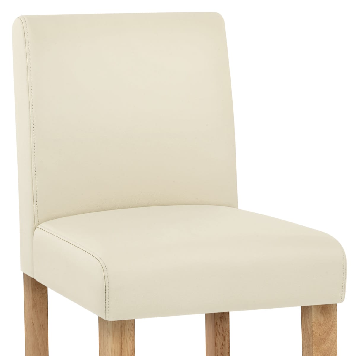 Taburete Cuero Regenerado Madera - Tetbury Crema