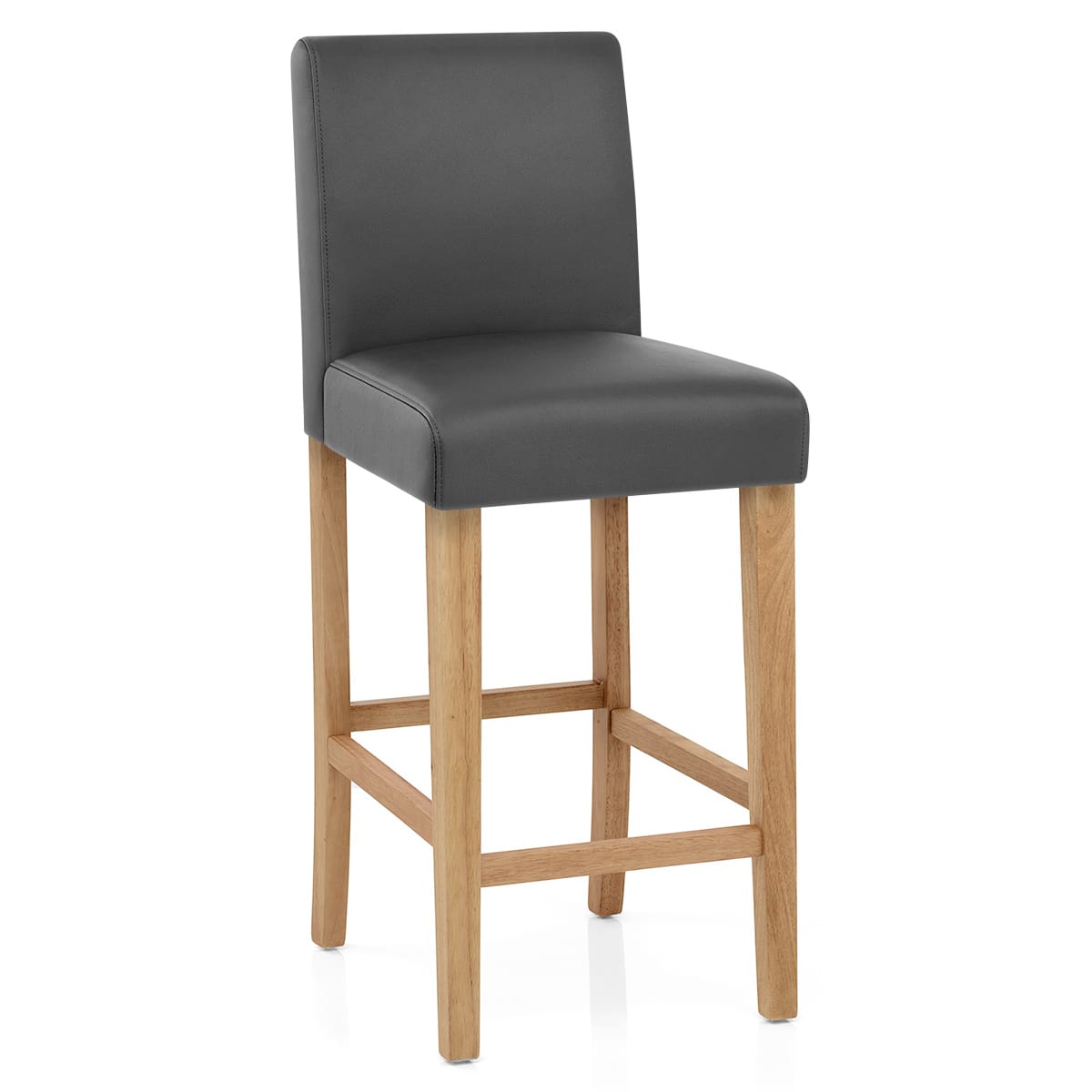 Taburete Cuero Regenerado Madera - Tetbury Gris