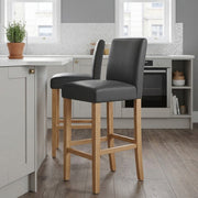 Taburete Cuero Regenerado Madera - Tetbury Gris
