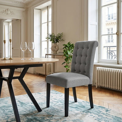 Silla Tela Patas Negras - Thornton Gris