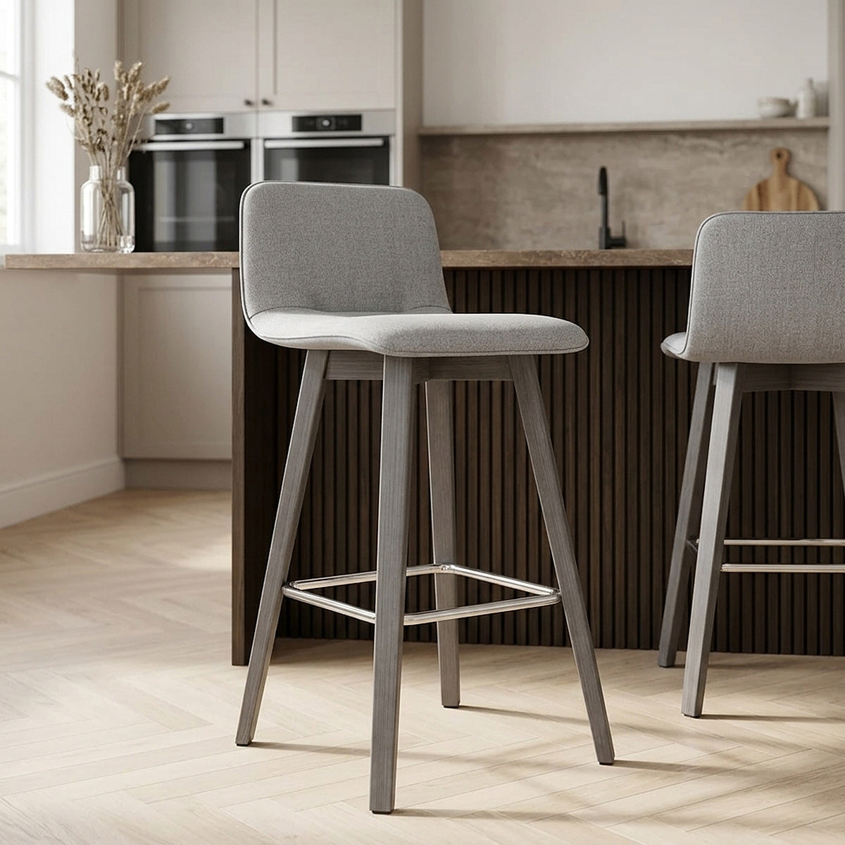 Taburete Tela Madera - Tide Gris