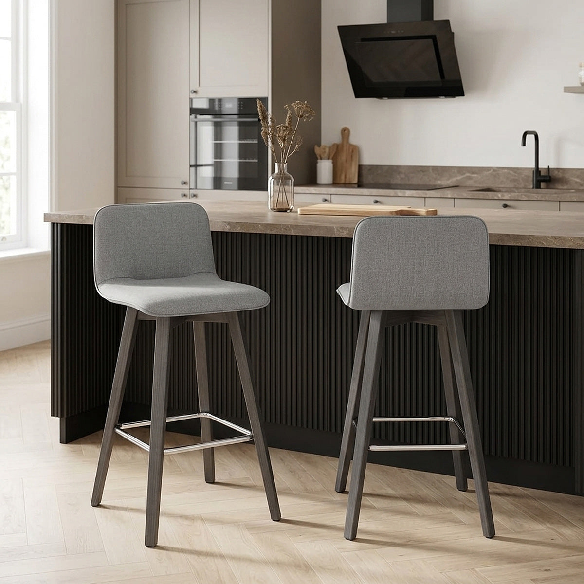 Taburete Tela Madera - Tide Gris