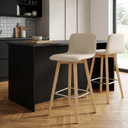 Taburete Tela Roble - Tide Crema
