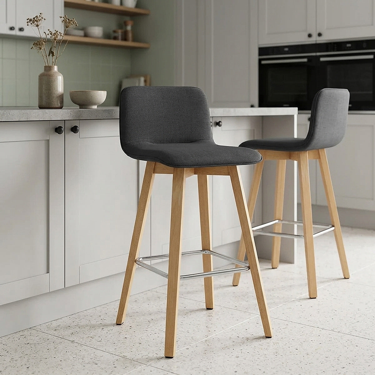 Taburete Tela Roble - Tide Negro