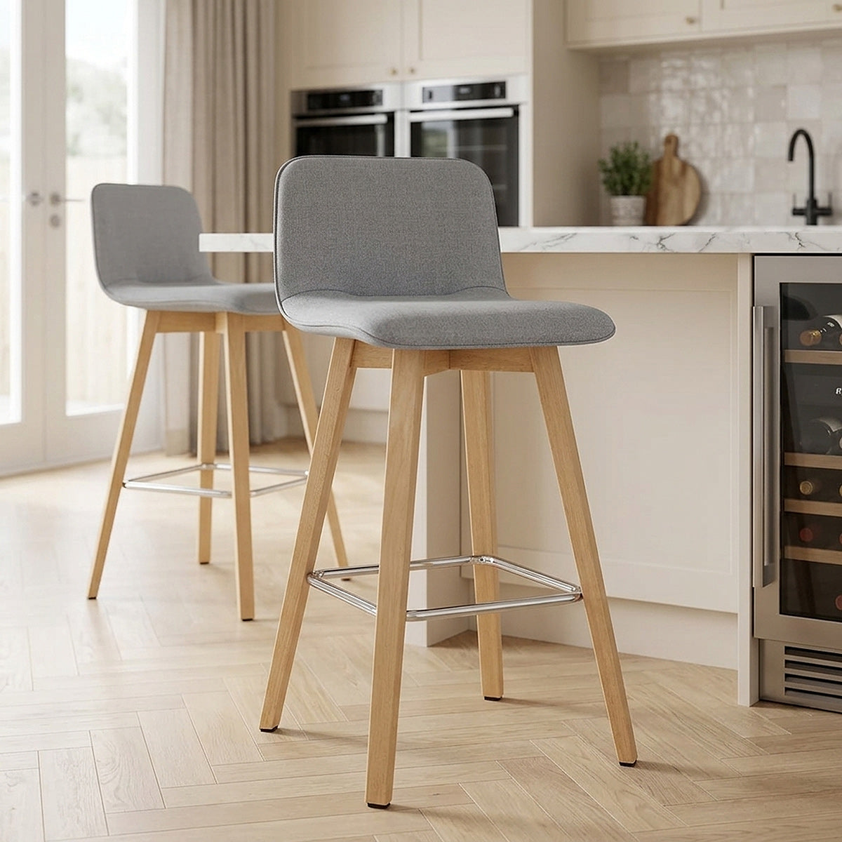 Taburete Tela Roble - Tide Gris