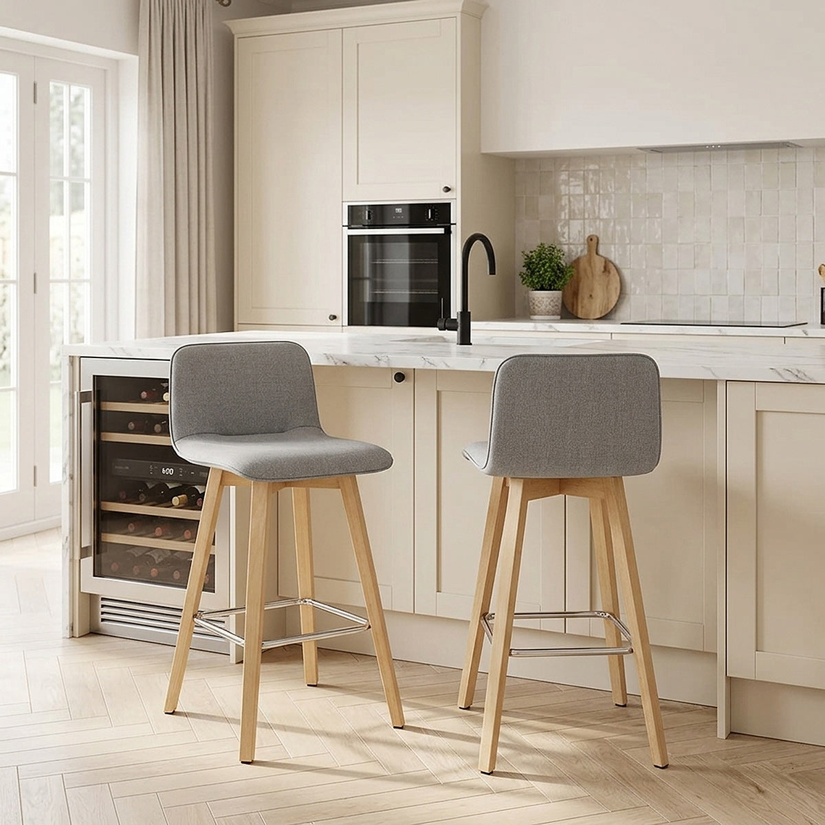 Taburete Tela Roble - Tide Gris