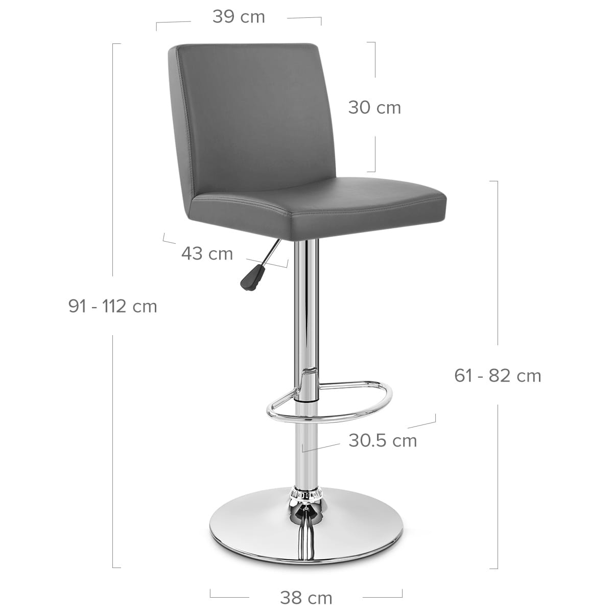 Taburete Polipiel Cromo - Topacio Gris