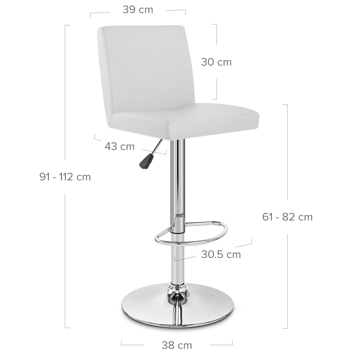 Taburete Polipiel Cromo - Topacio Blanco
