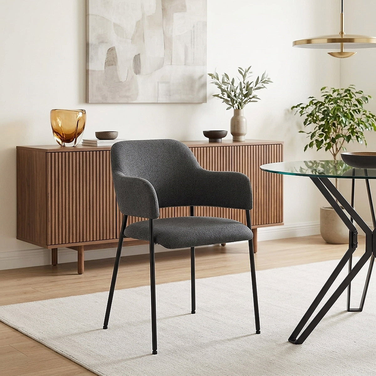 Silla Comedor Tela - Trent Gris Oscuro