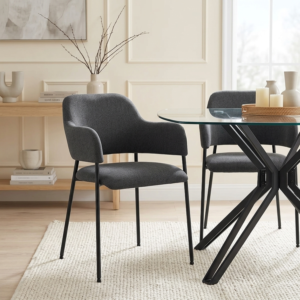 Silla Comedor Tela - Trent Gris Oscuro