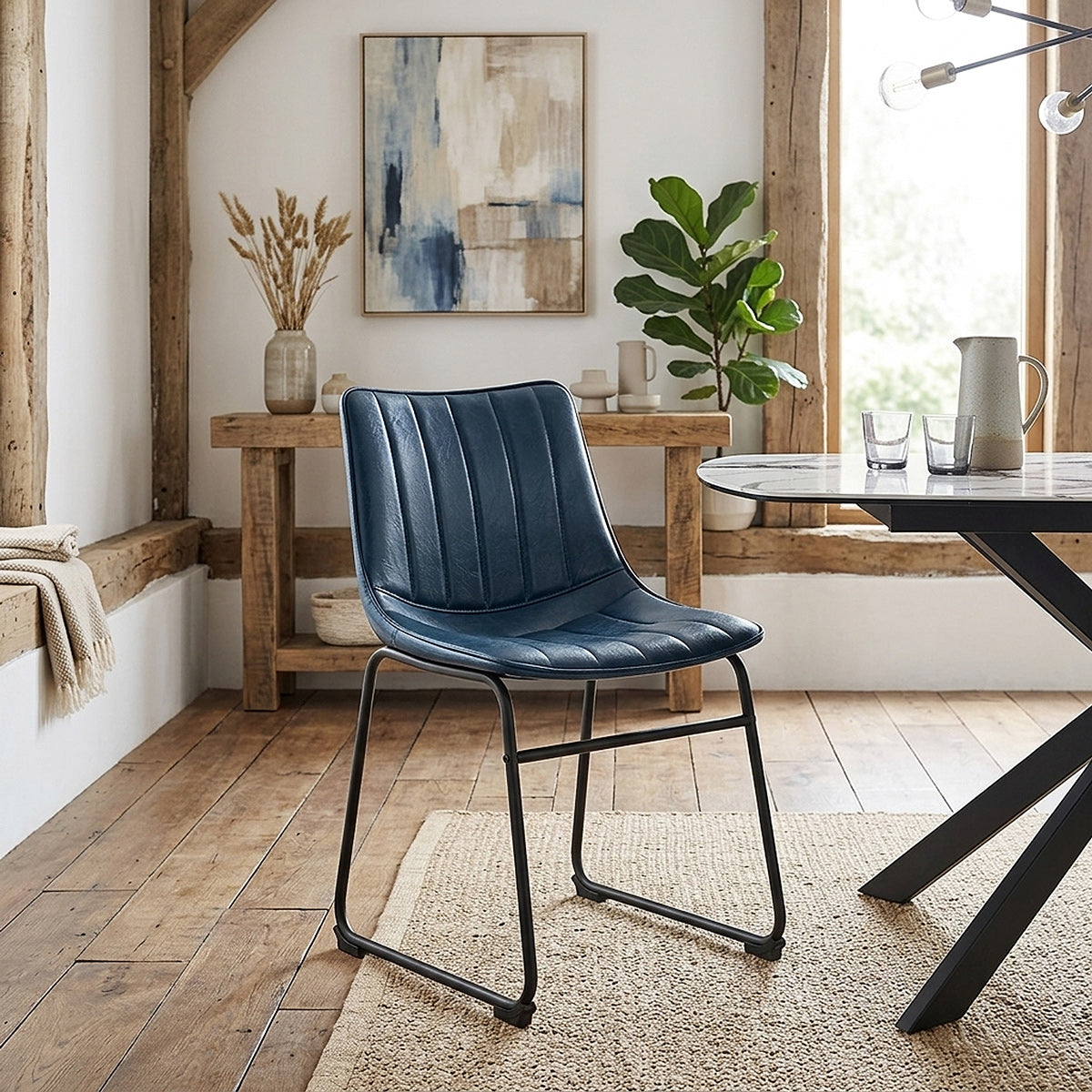 Silla Polipiel Metal - Tucker Azul
