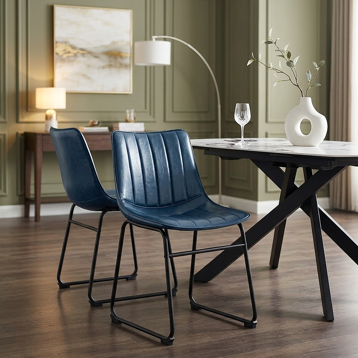 Silla Polipiel Metal - Tucker Azul