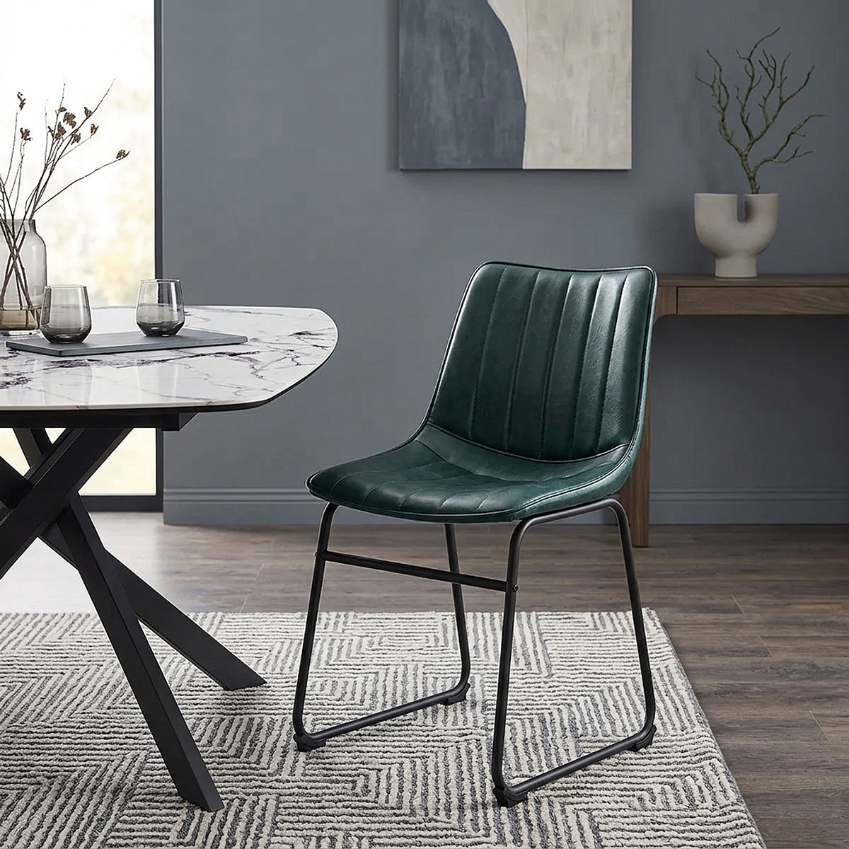Silla Polipiel Metal - Tucker Verde