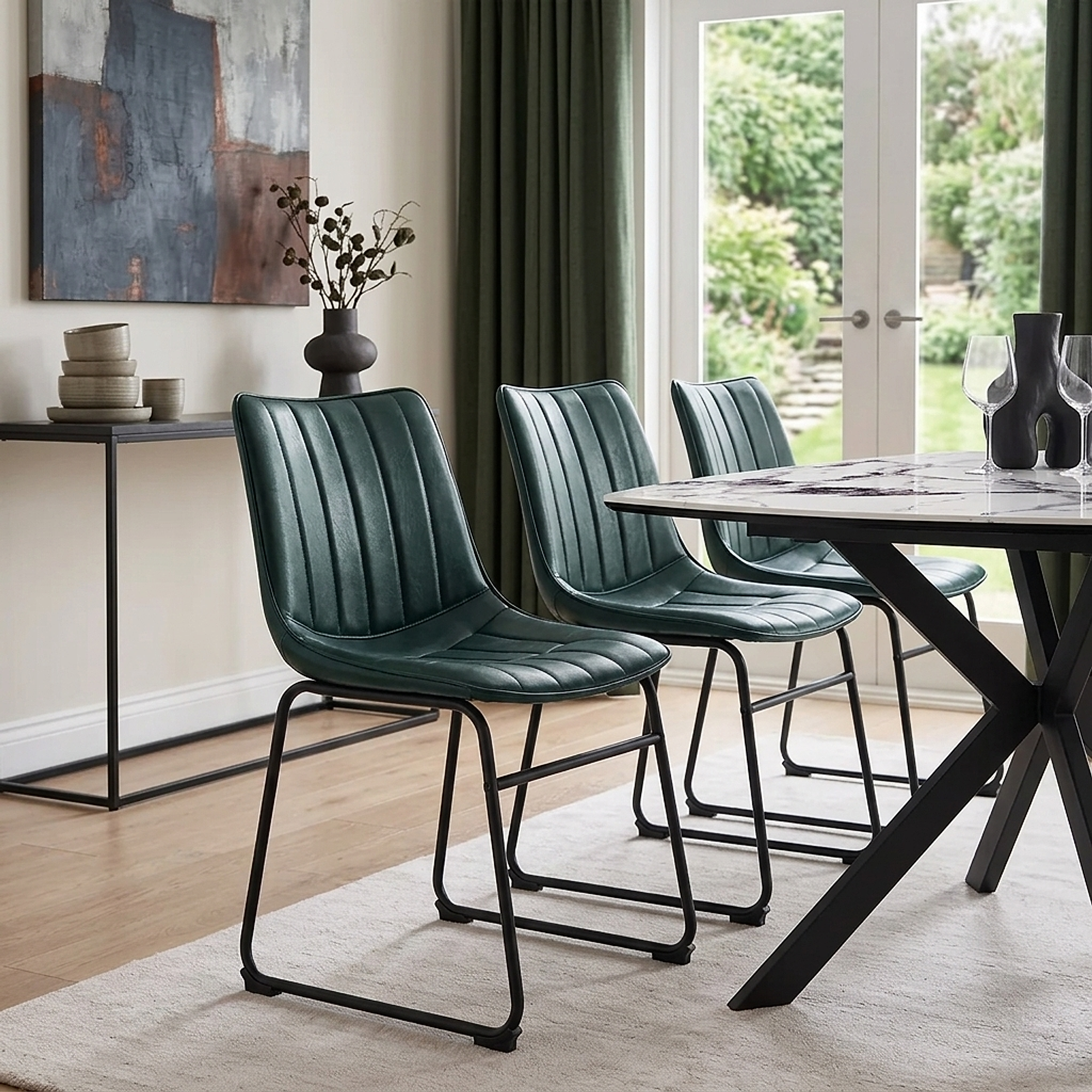 Silla Polipiel Metal - Tucker Verde