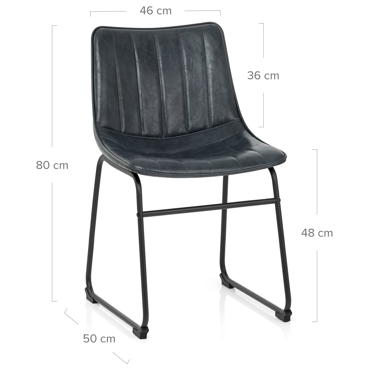 Silla Polipiel Metal - Tucker Azul Oscuro