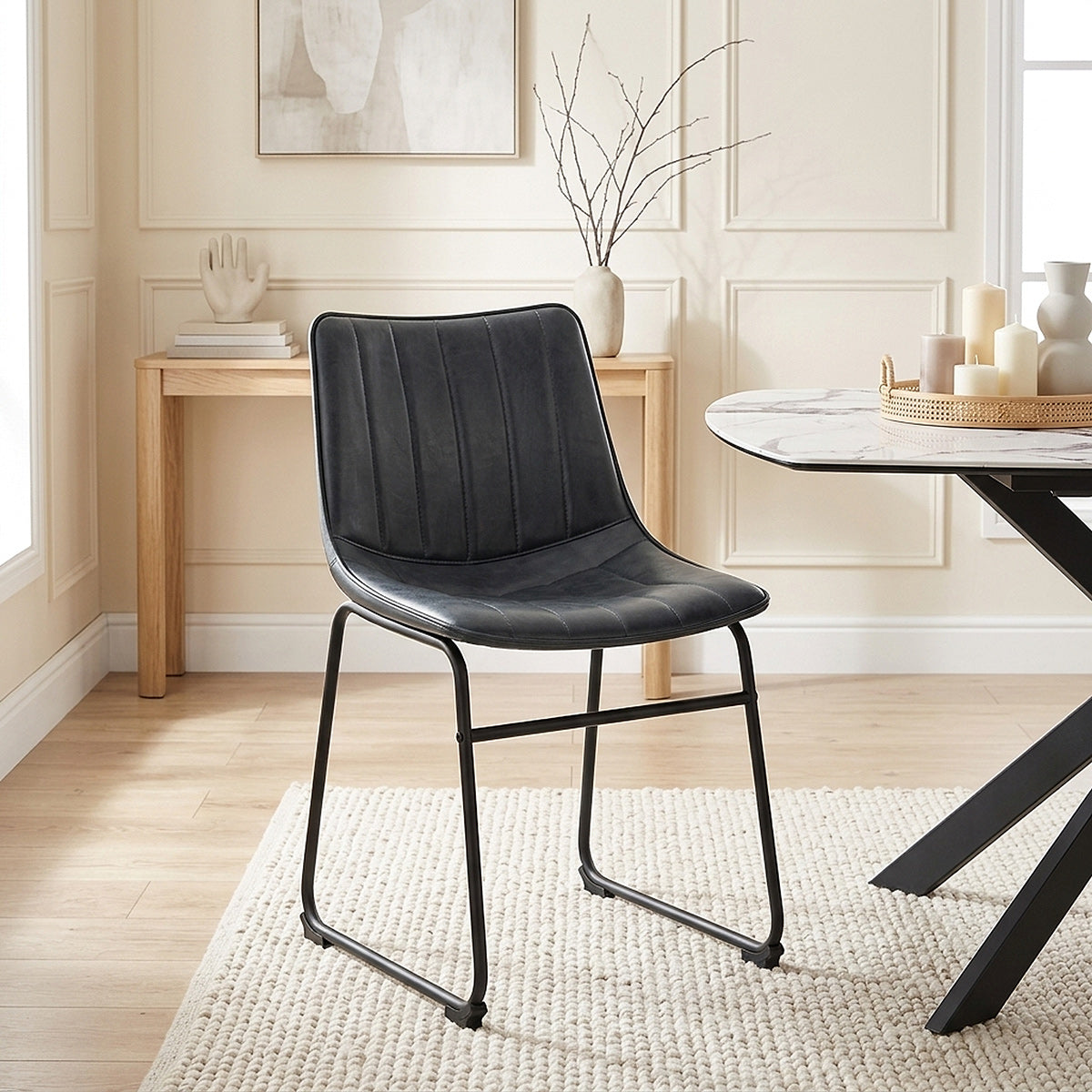 Silla Polipiel Metal - Tucker Azul Oscuro