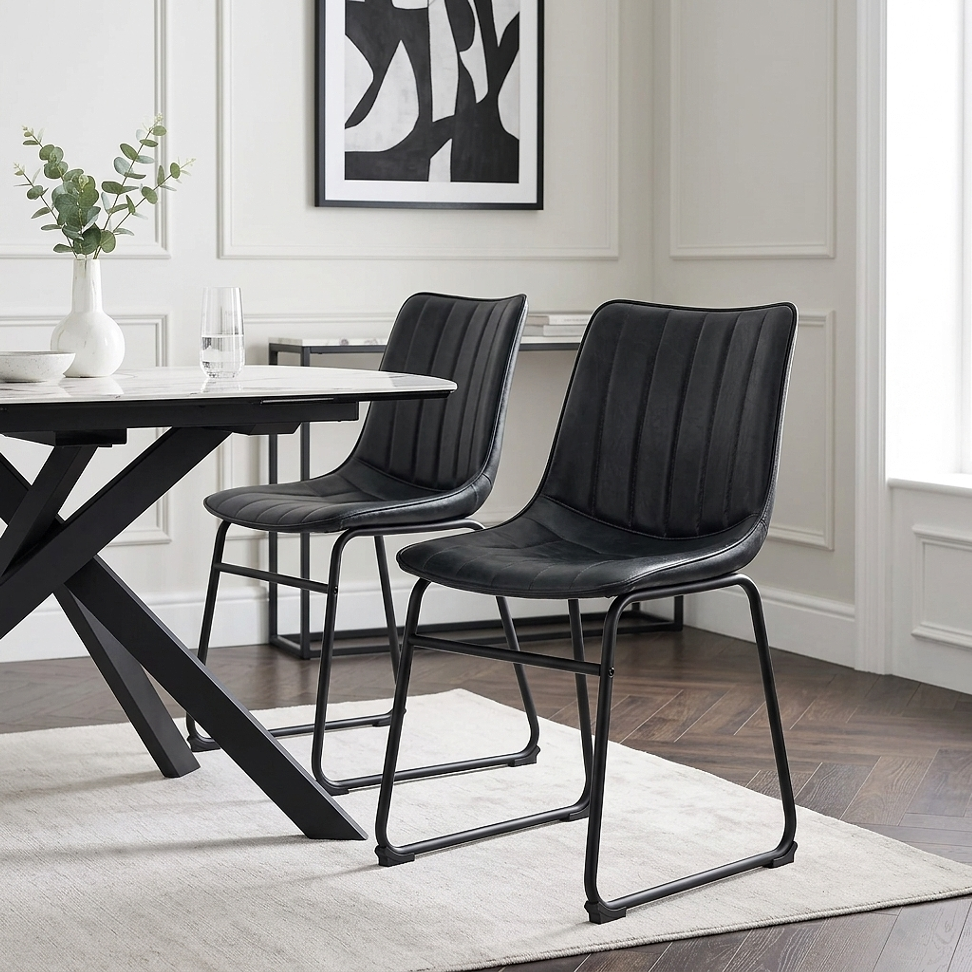 Silla Polipiel Metal - Tucker Azul Oscuro