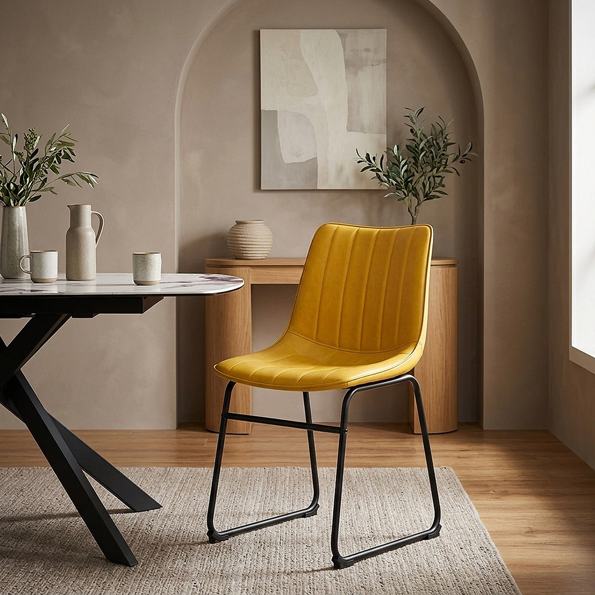Silla Polipiel Metal - Tucker Amarillo