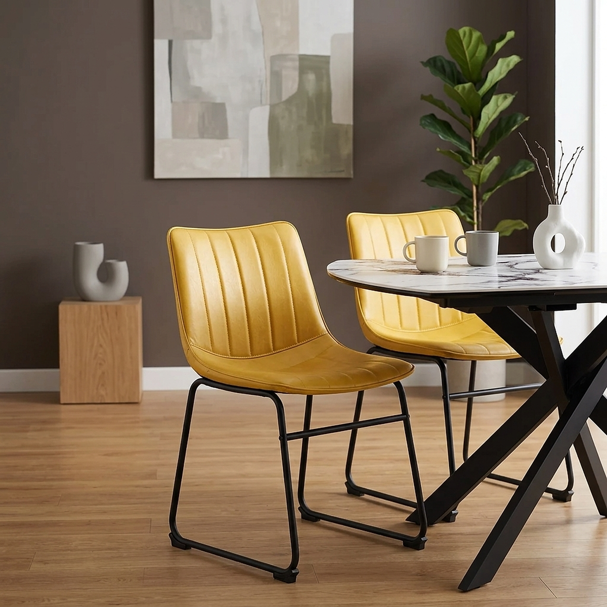 Silla Polipiel Metal - Tucker Amarillo
