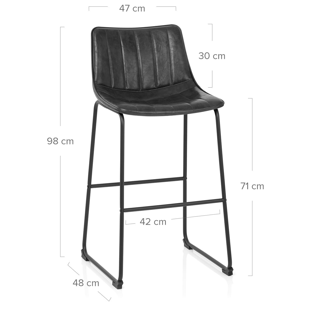 Taburete Polipiel Metal - Tucker Negro