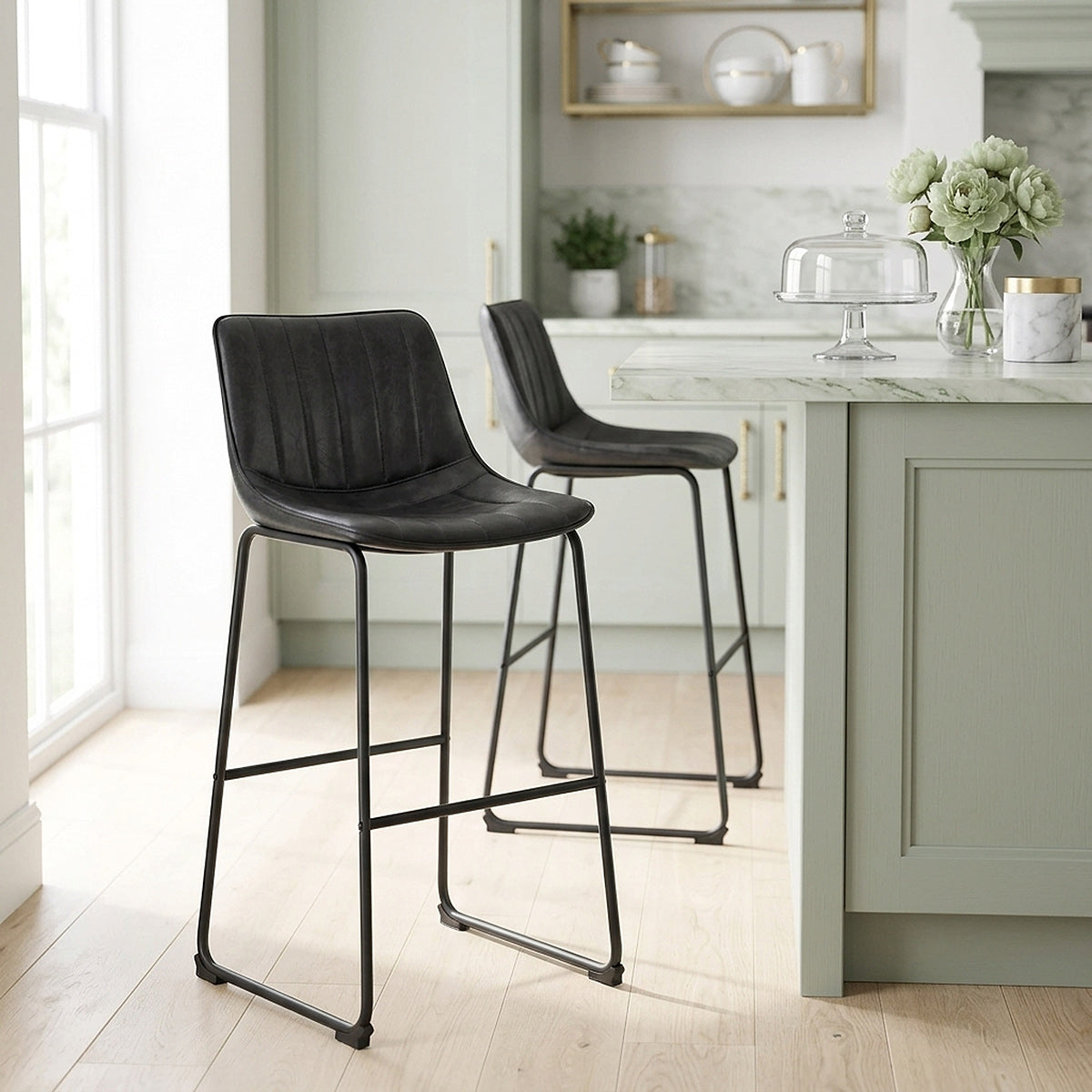 Taburete Polipiel Metal - Tucker Negro