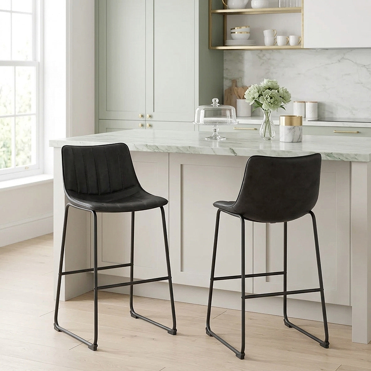 Taburete Polipiel Metal - Tucker Negro