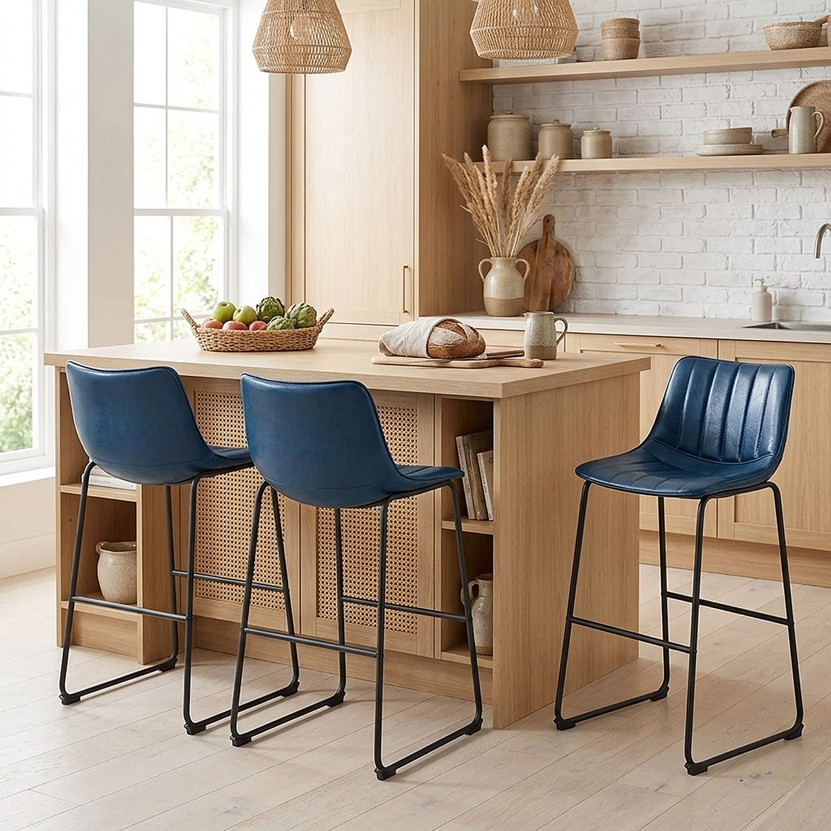 Taburete Polipiel Metal - Tucker Azul
