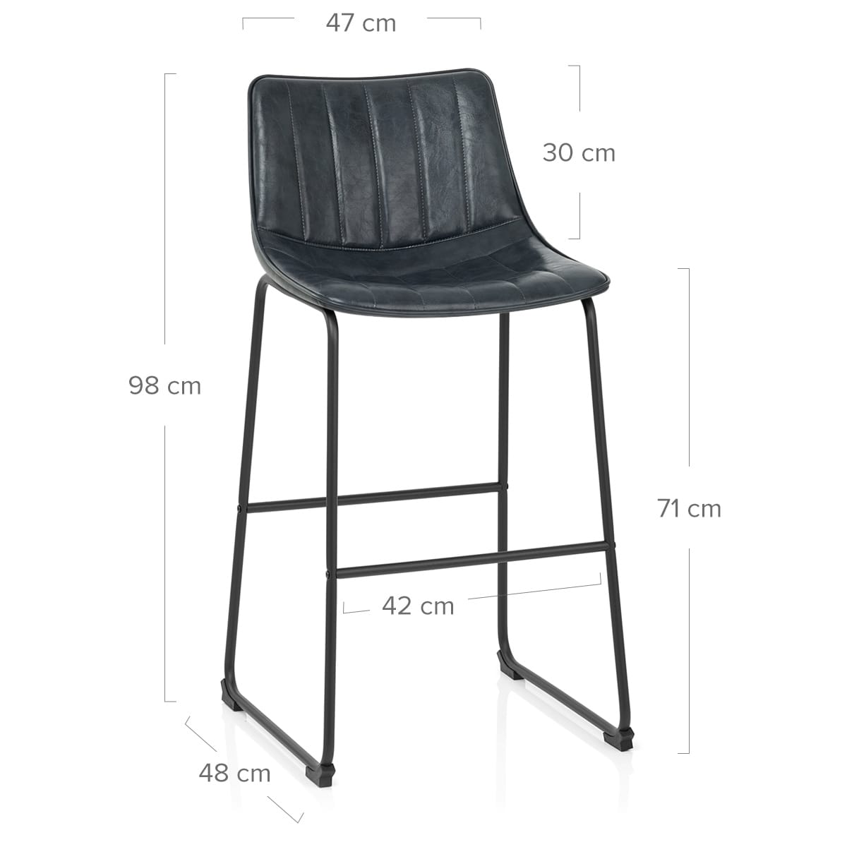 Taburete Polipiel Metal - Tucker Azul Oscuro