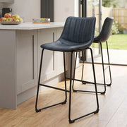 Taburete Polipiel Metal - Tucker Azul Oscuro