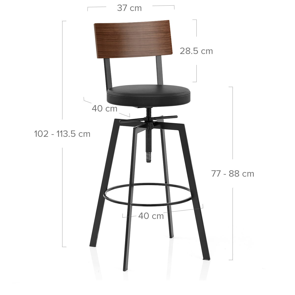 Taburete Madera Polipiel - Urban Industrial Negro