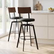Taburete Madera Polipiel - Urban Industrial Negro