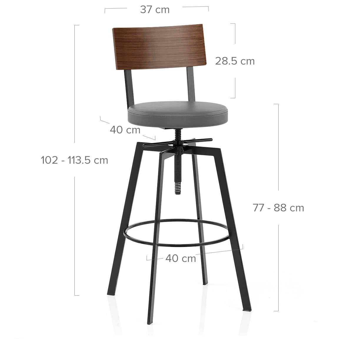 Taburete Madera Polipiel - Urban Industrial Gris